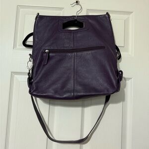 Alfani Satchel: Pebbled Purple Leather - Pristine Condition